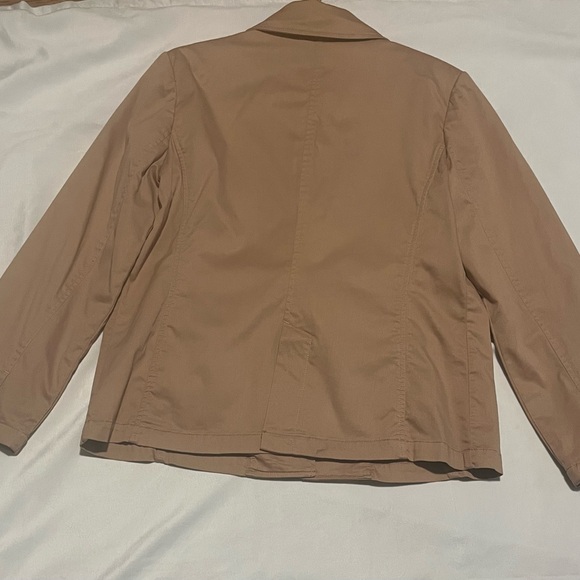 Live a Little Tan Blazer Jacket Size Large Classic Single Button Lightweight - Picture 3 of 10